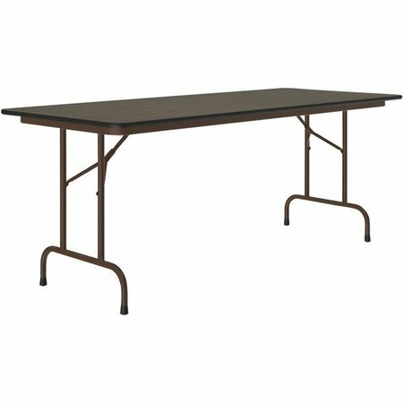 CORRELL 30'' x 72'' Walnut Thermal-Fused Laminate Top Folding Table with Brown Frame 384BF3072TFW